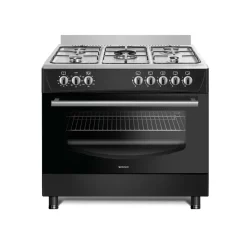 Wiggo - Vrijstaande Gasfornuis - Wo-e906b(bx) - Zwart - 90 Cm