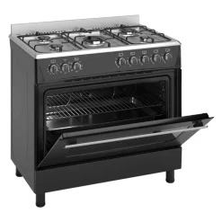 Wiggo - Vrijstaande Gasfornuis - Wo-e906b(bx) - Zwart - 90 Cm