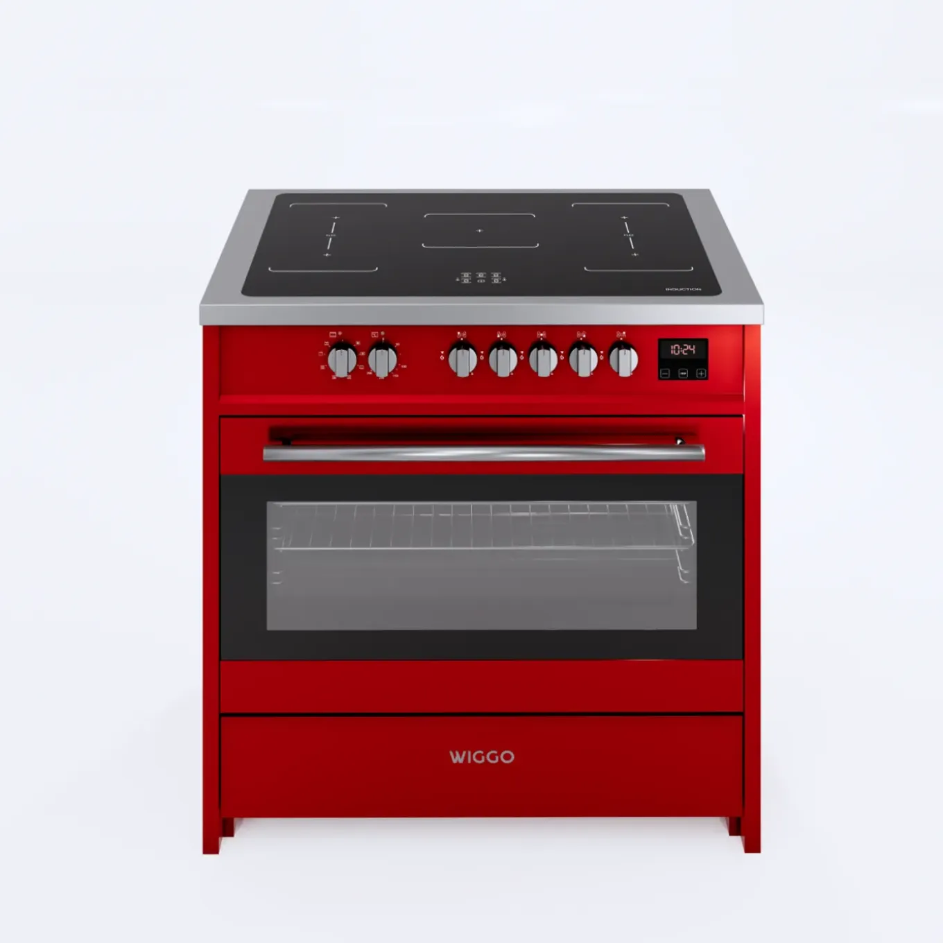 Wiggo - Vrijstaande Inductiefornuis - Wio-e921a(rx) - Rood - 90 Cm