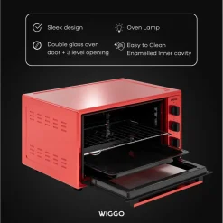 Wiggo - Vrijstaande Mini Oven - Wmo-e456(r) - Rood - 45 Liter