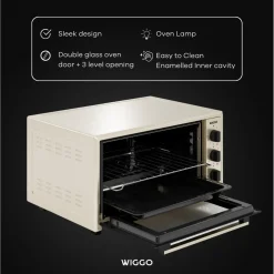 Wiggo - Vrijstaande Mini Oven - Wmo-e456(c) - Creme - 45 Liter