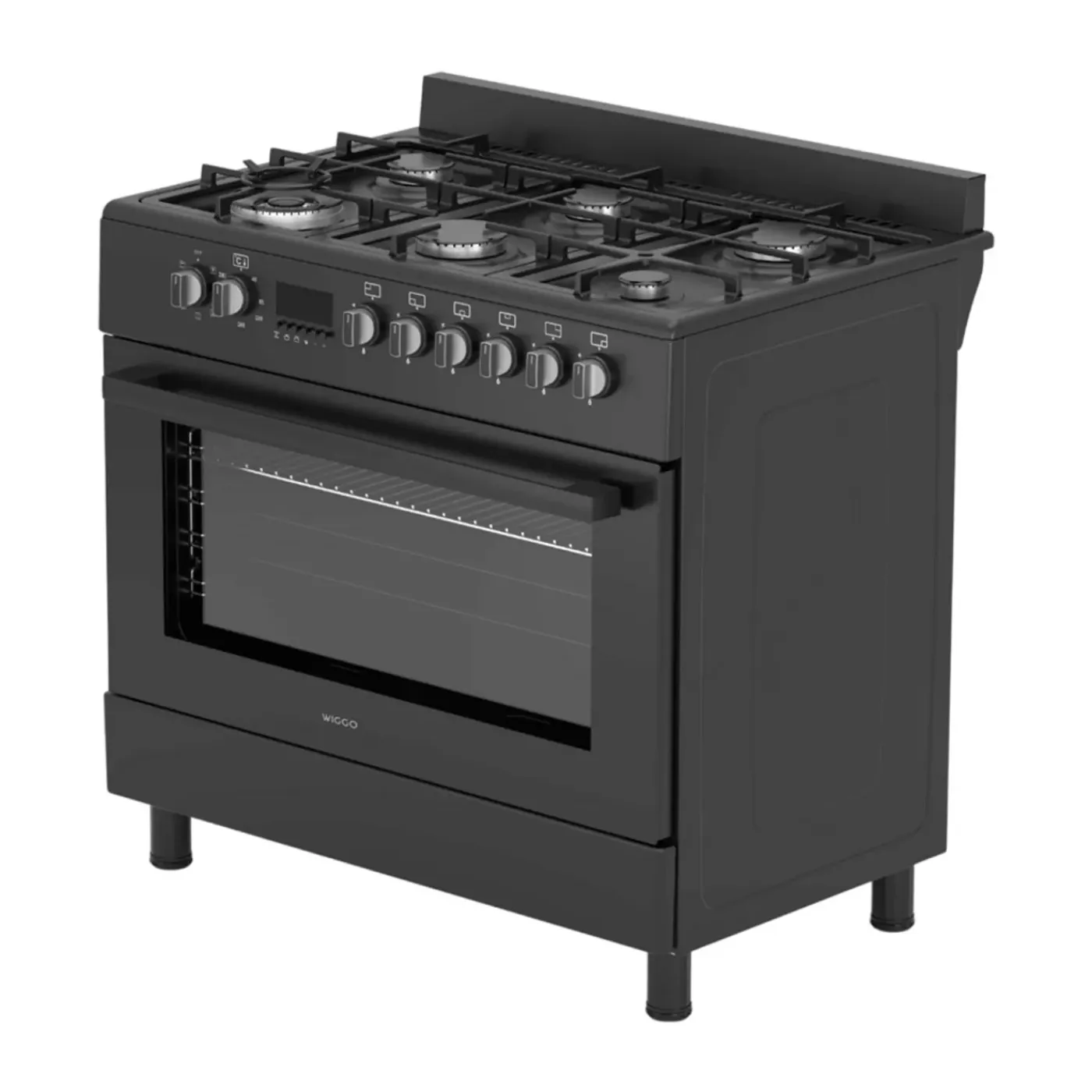 Wiggo Wo‑e969b(bb) Vrijstaande Gasfornuis - 90 Cm - Zwart