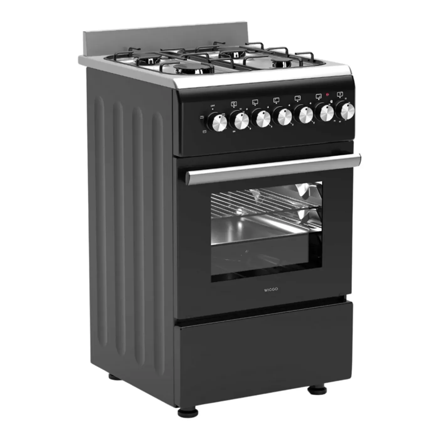 Wiggo Wo‑e505r(bx) Vrijstaande Gasfornuis - 50 Cm - Zwart