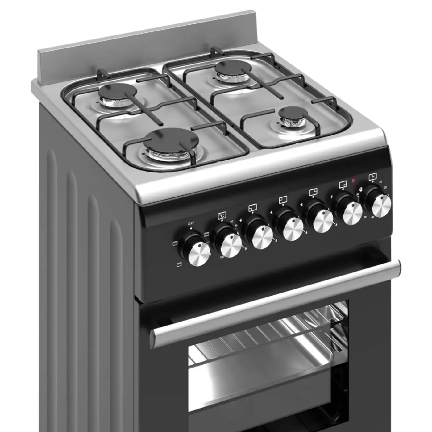 Wiggo Wo‑e505r(bx) Vrijstaande Gasfornuis - 50 Cm - Zwart