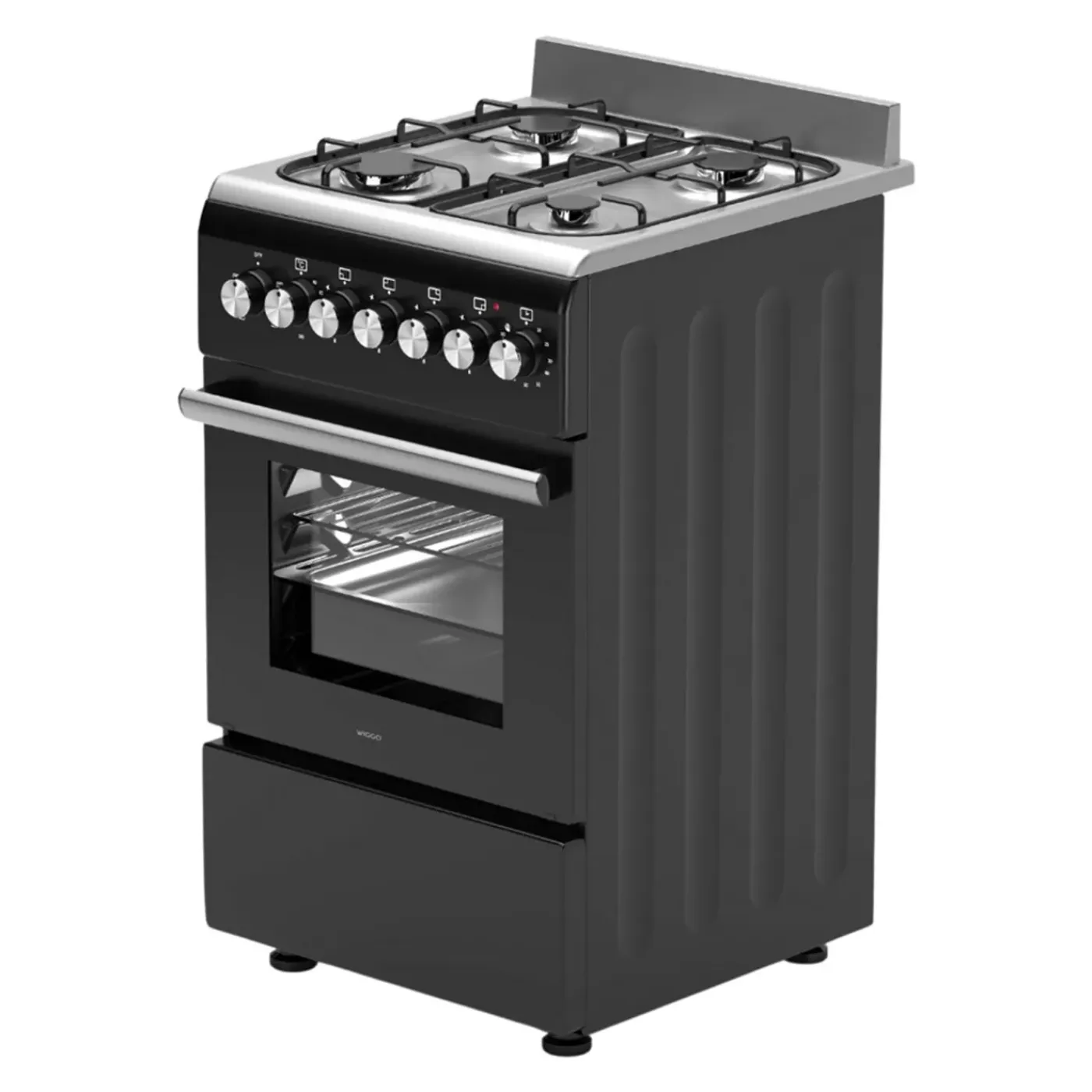 Wiggo Wo‑e505r(bx) Vrijstaande Gasfornuis - 50 Cm - Zwart