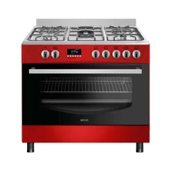Wiggo Wo‑e909r(rx) Vrijstaande Gasfornuis - 90 Cm - Rood