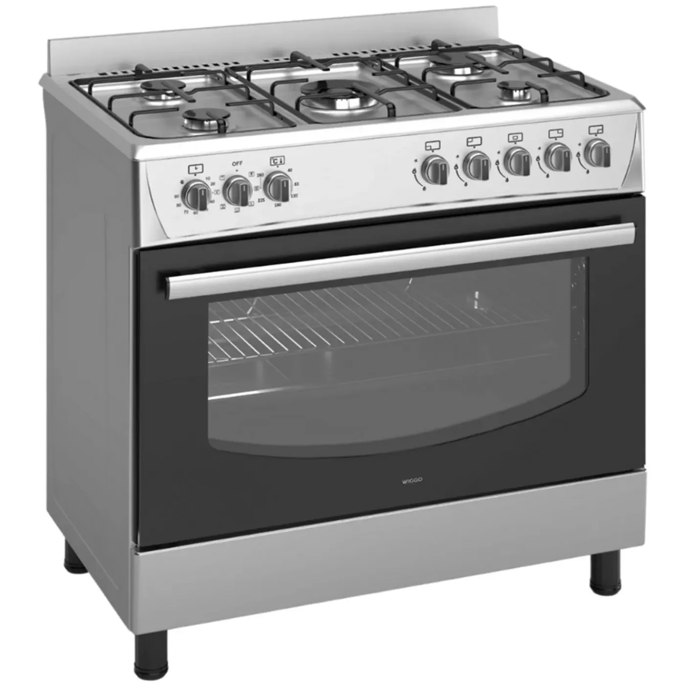 Wiggo Wo‑e905r(xx) Vrijstaande Gasfornuis - 90 Cm - Roestvrijstaal