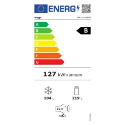 Wiggo Wr‑cd18nfb(b) Vrijstaande Koel-vriescombi Koelkast - 60 Cm - Zwart