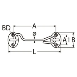 Windhaak Kajuithaak 99mm - Rvs 316 inclusief oogplaat