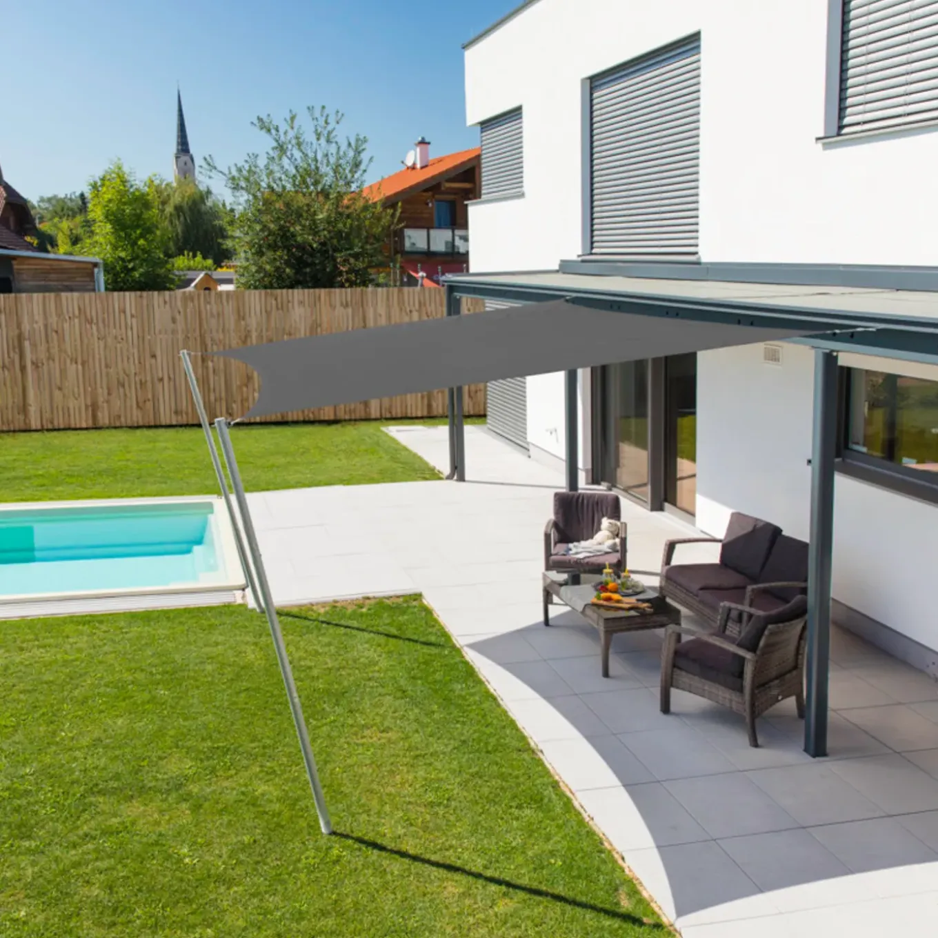Windhager schaduwdoek Cannes vierkant antraciet 4x4m
