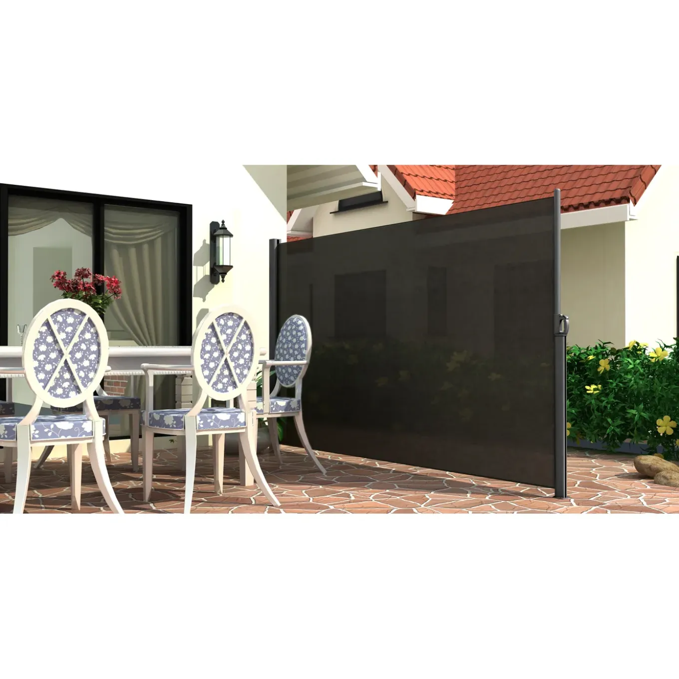 Windscherm oprolbaar antraciet 300x160cm