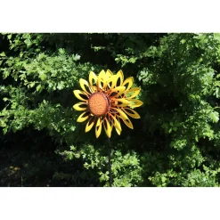 Windspinner - Windmolen - Windijzers - Tuinsteker - Tuinbeeld - Grondpin - Metaal - Zonnebloem