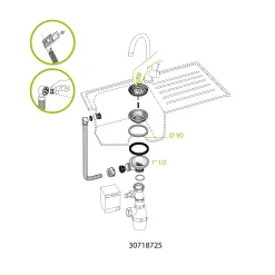 Wirquin korfplug spoelbak Ø90mm