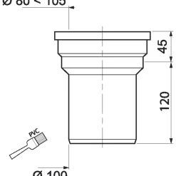 Wirquin rechte wc-aansluiting wit