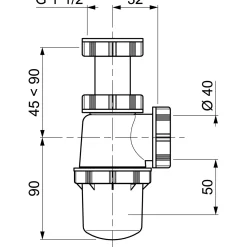 Wirquin spoelbaksifon Ø40mm wit