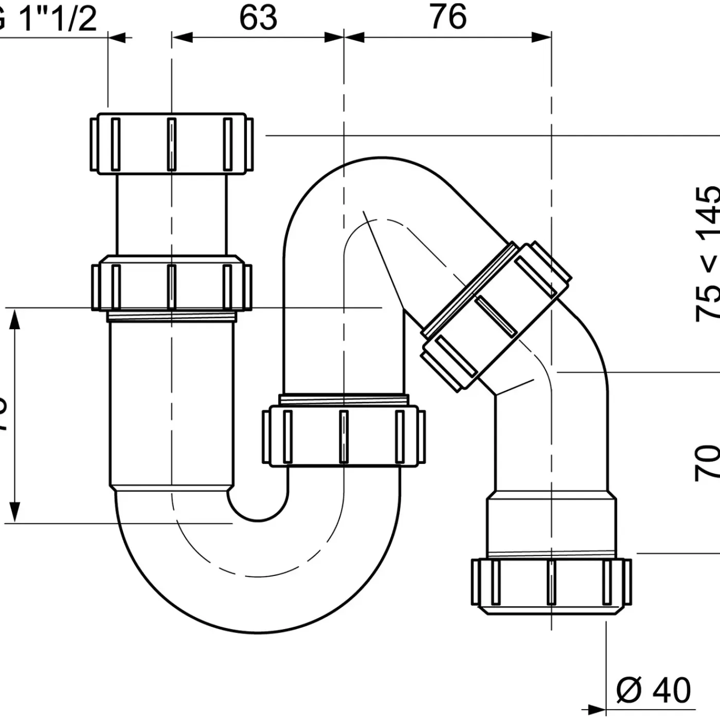 Wirquin spoelbaksifon S-vormig wit