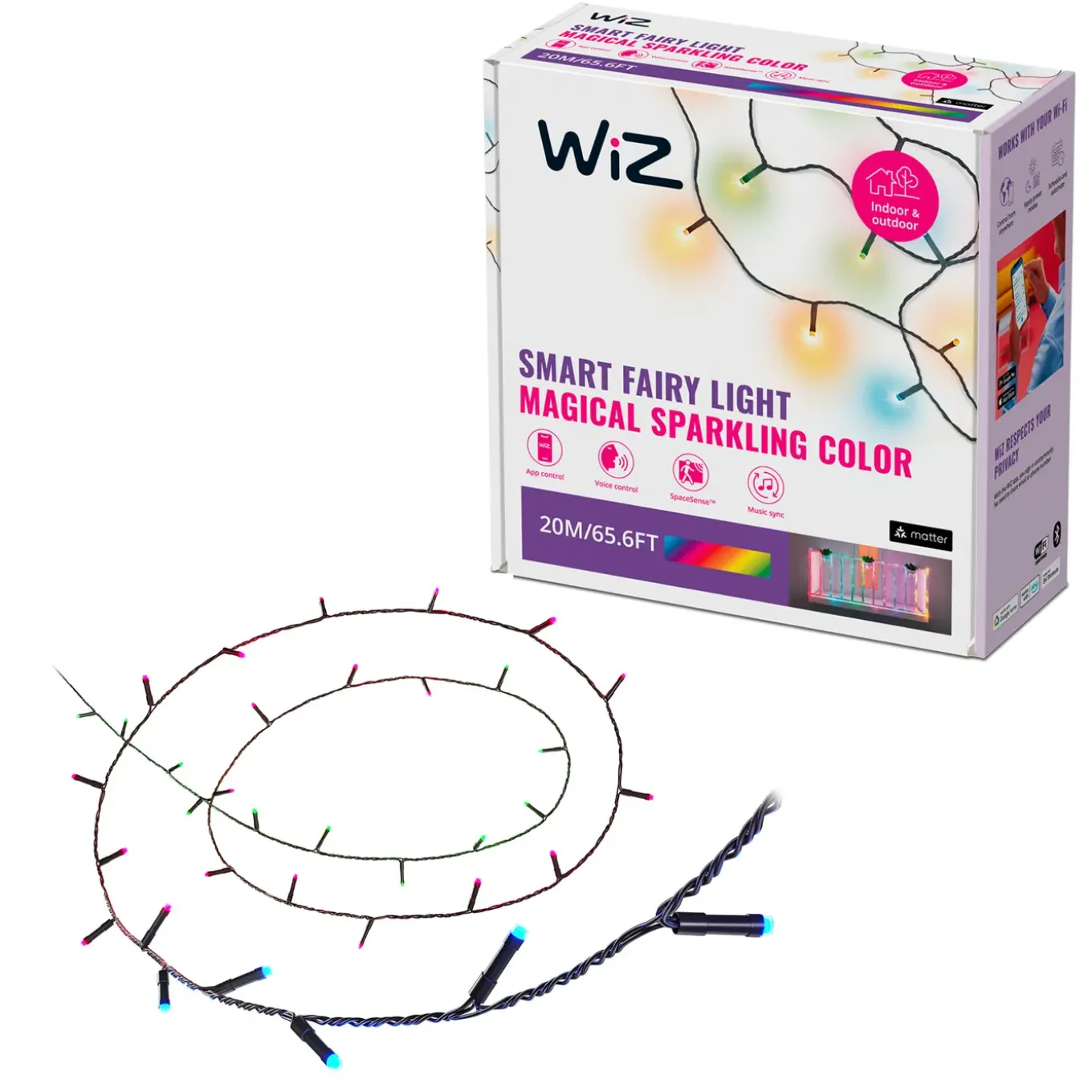 WiZ slim lichtsnoer zwart 20m 15W