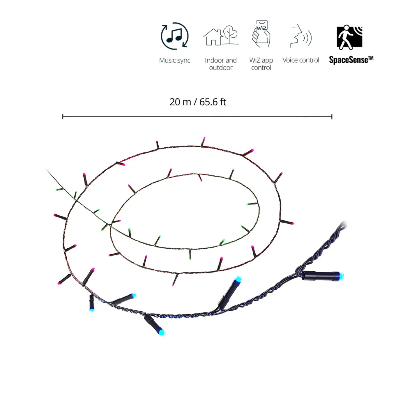 WiZ slim lichtsnoer zwart 20m 15W