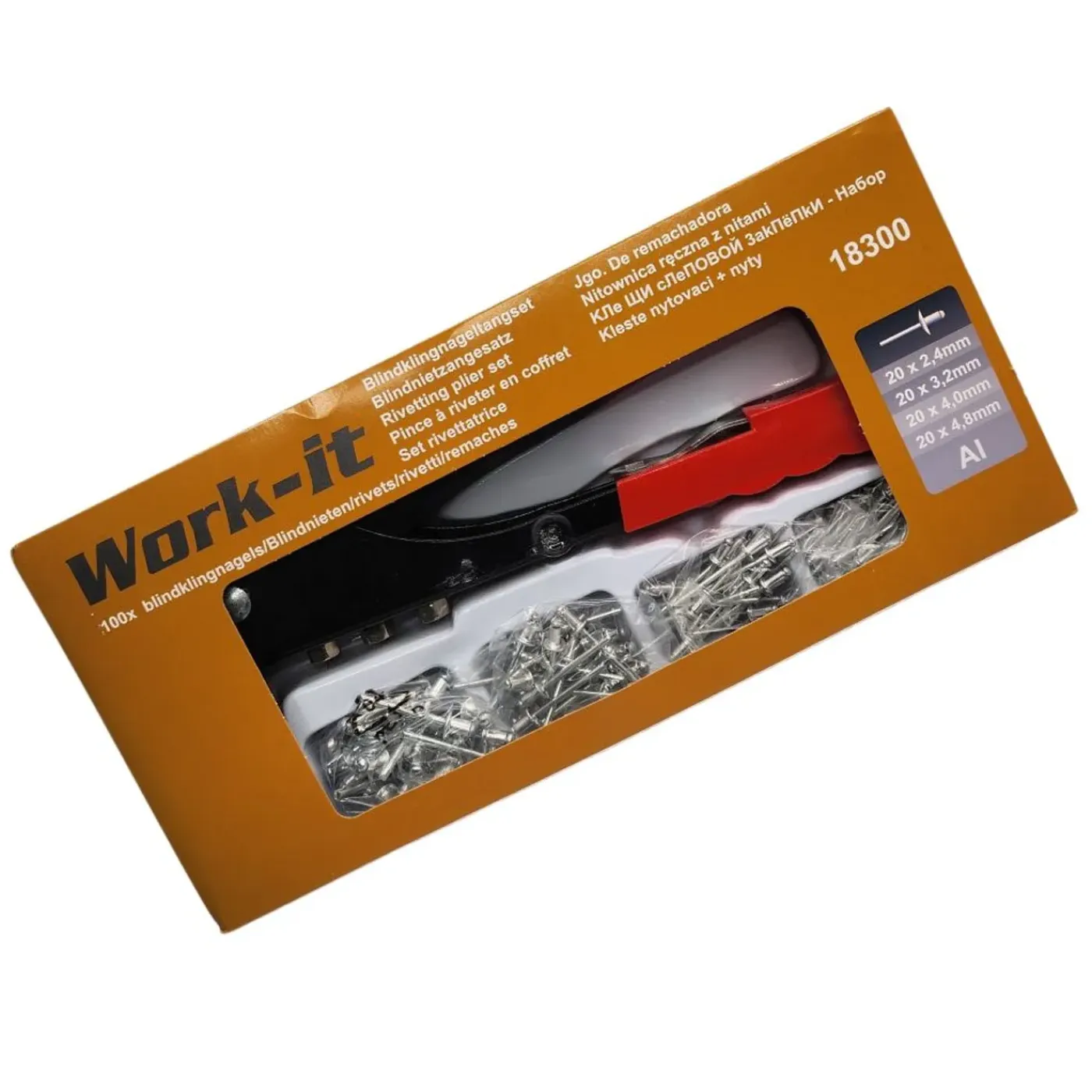 Work-it Popnageltang Set In Koffer Met 80 Popnagels (w-18300)