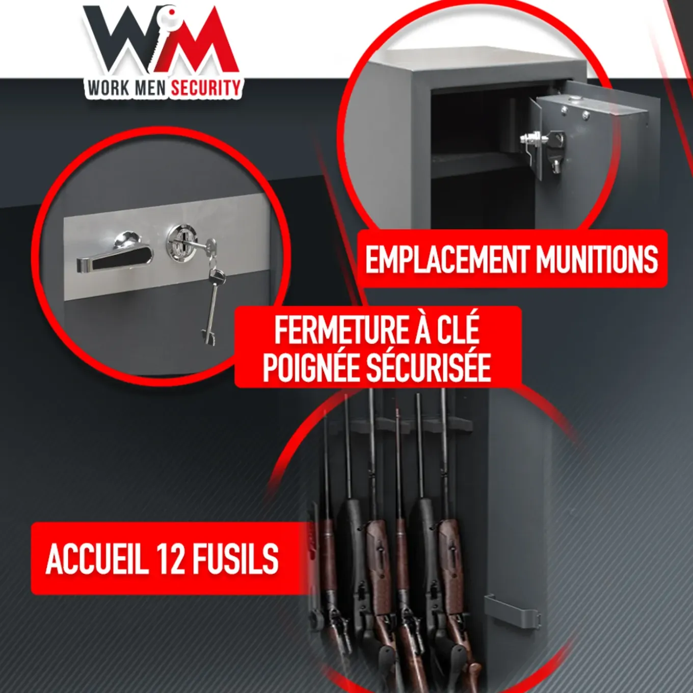 Work Men - Wapenkast 500x340x1450mm Met Binnenkluis - 12 Geweren - Workmen Security