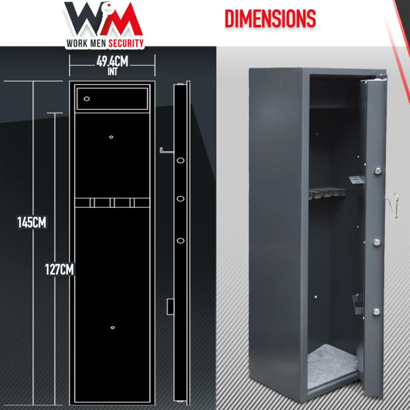 Work Men - Wapenkast 500x340x1450mm Met Binnenkluis - 12 Geweren - Workmen Security