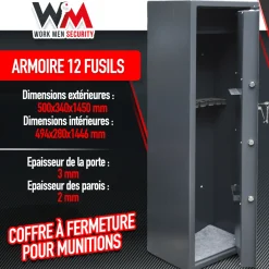 Work Men - Wapenkast 500x340x1450mm Met Binnenkluis - 12 Geweren - Workmen Security