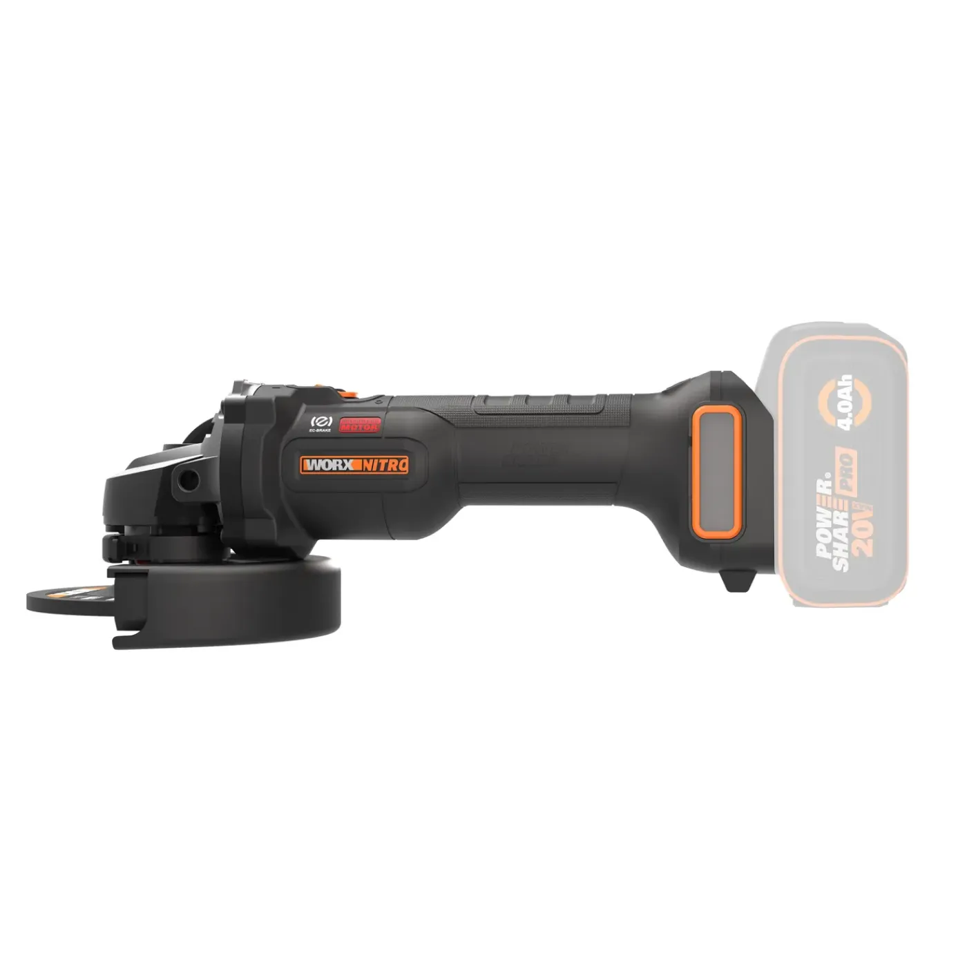 Worx Accu haakse slijper 20V 125 mm Brushless - (zonder accu)