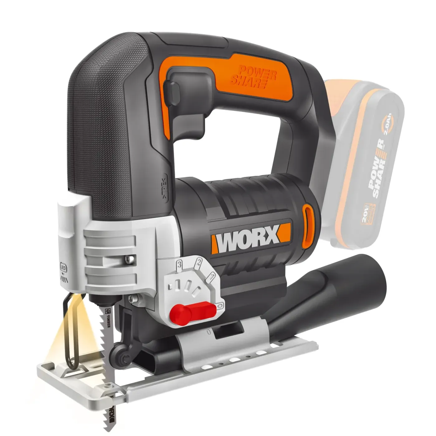 Worx Decoupeerzaag WX543.9 - 20V Accu (zonder accu) - Pendelfunctie - Variabele snelheid