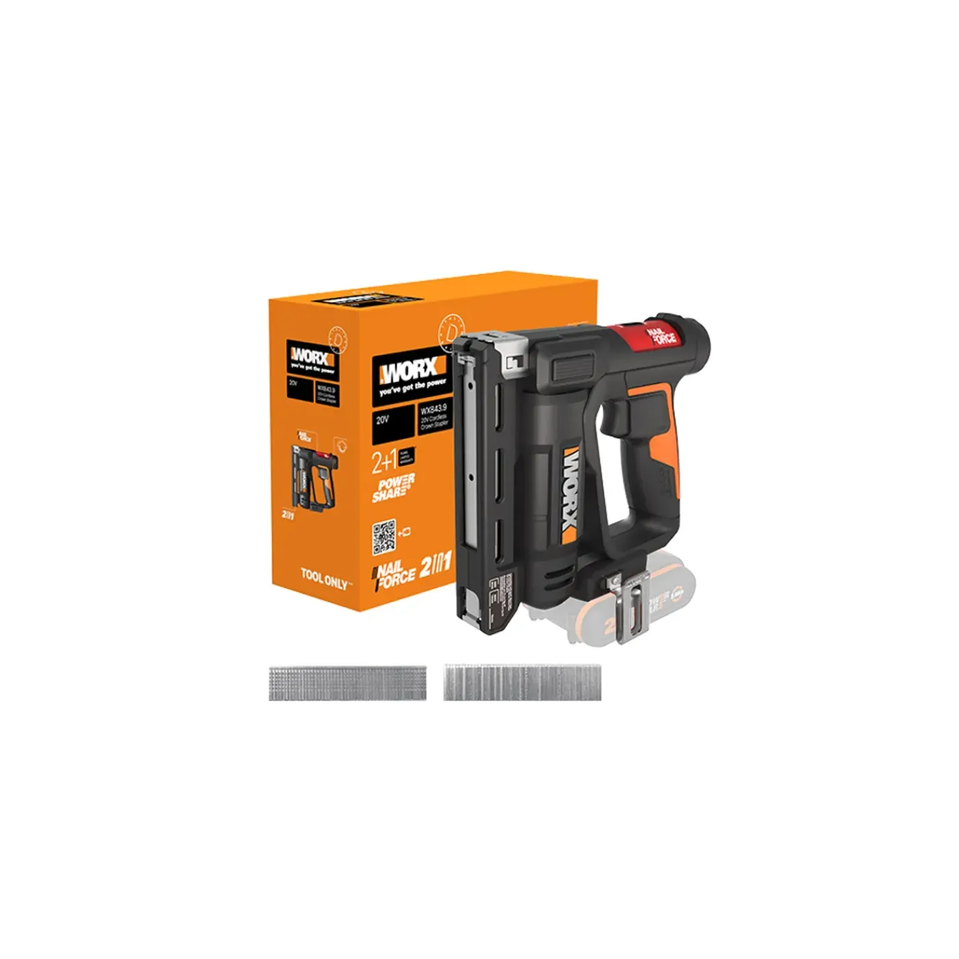 Worx Nietmachine WX843.9 - 20V Accu - Elektrisch - Maximale spijkerlengte 15mm