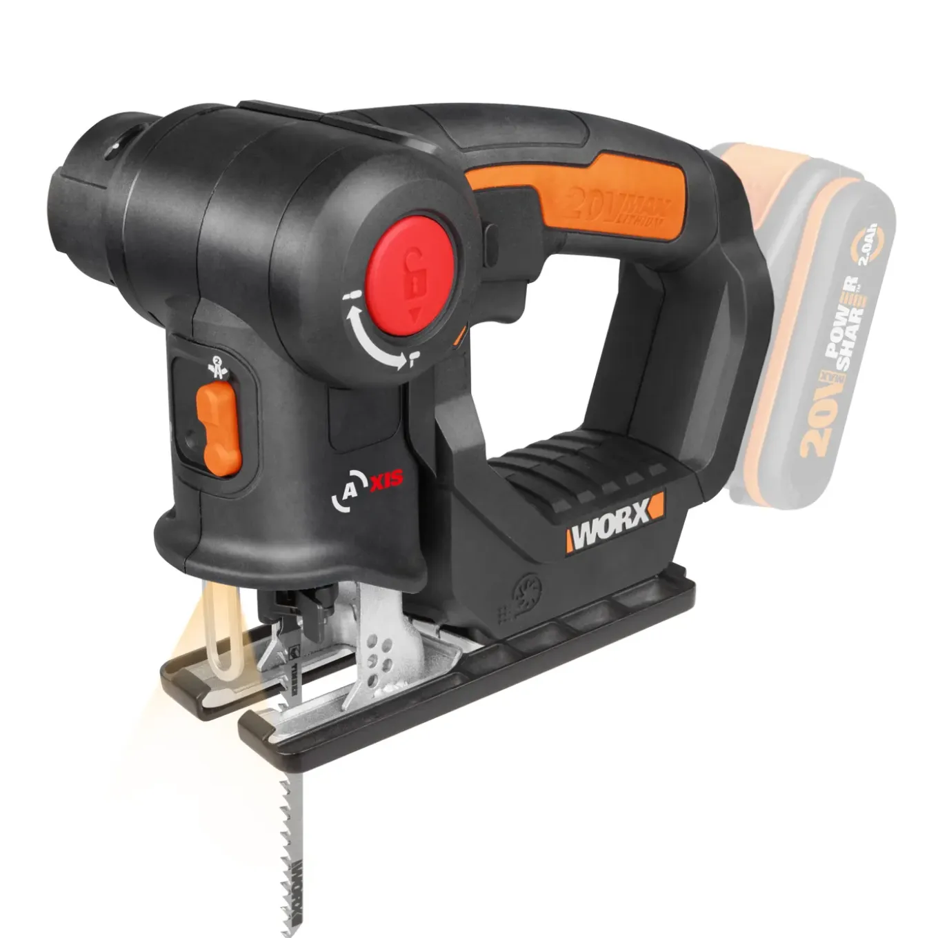 Worx Reciprozaag WX550.9 Trans4mer - 20V Accu (zonder accu) - Pendelfunctie - Variabele snelheid