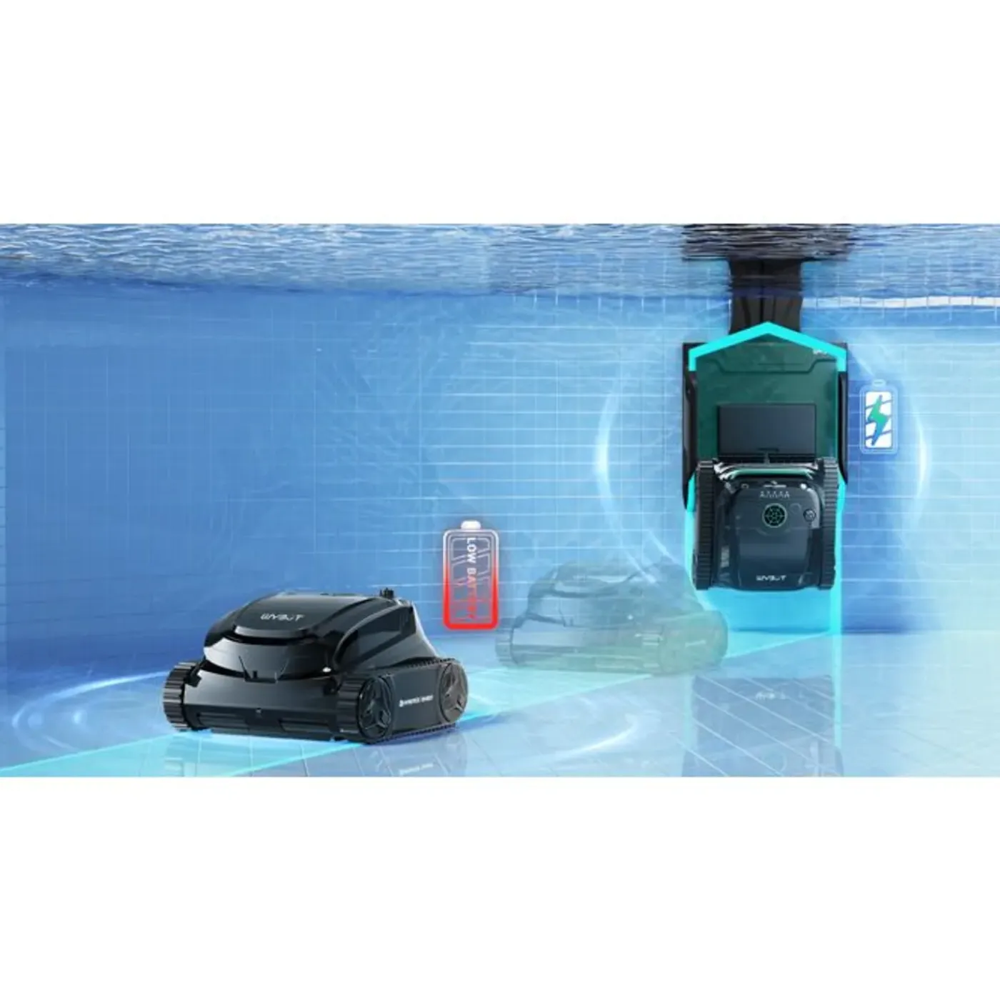 WYBOT - Autonome Zwembadrobot - S2 Solar Vision - Zwart - Zonne-oplading - Batterij