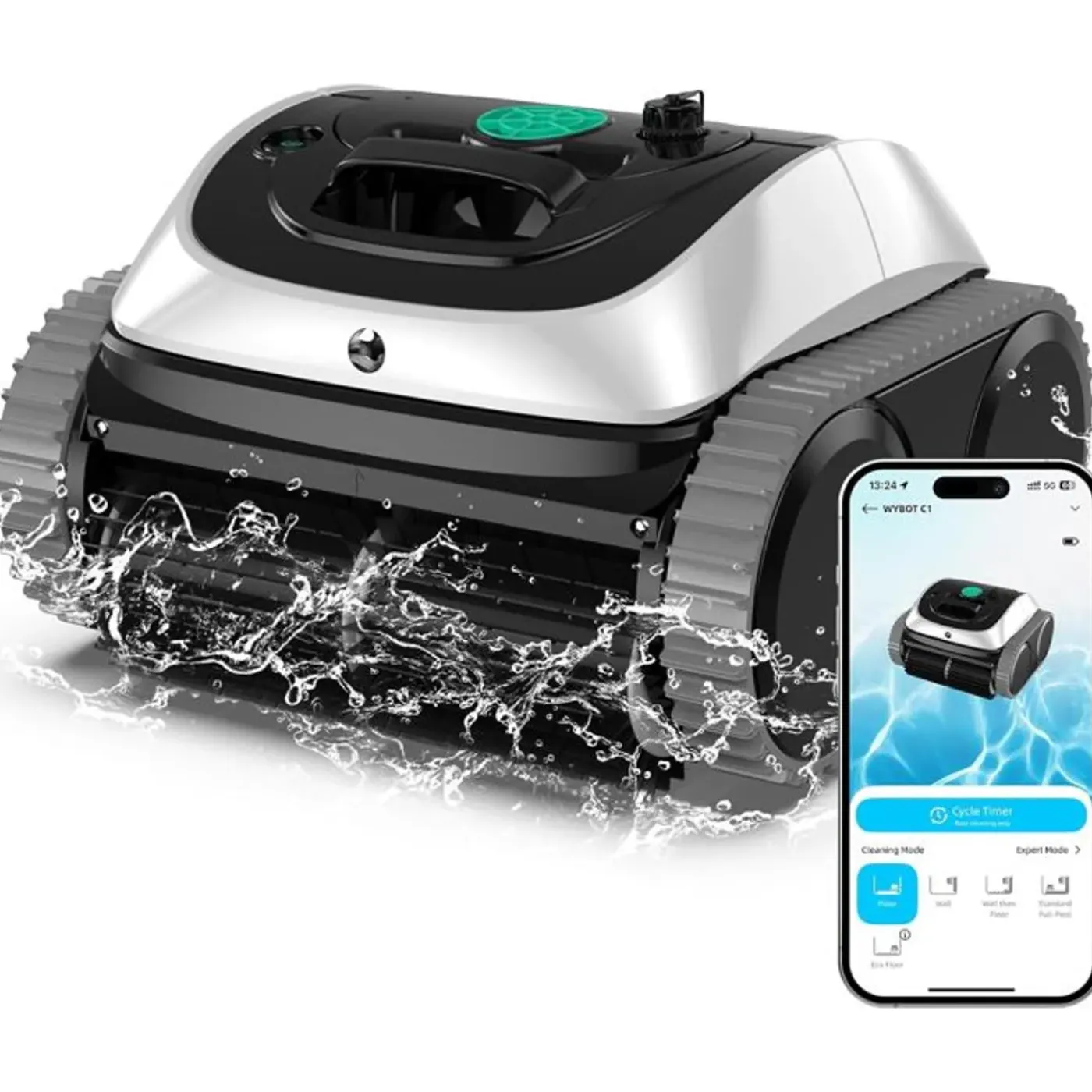 WYBOT - Draadloze Zwembadrobot - Osprey 800 - Wit - Autonomie 150 Min - 180 Micron - Pvc-borstel