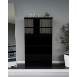 3xe Living Demii 5 Lade Stijlvolle & Ruime Ladekast 70cm, Mat Zwart / Glanzend Zwart