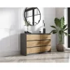 3xE living Demi Ladekast, Dressoir Met 6 Lades Antraciet & Lancelot Eiken, L- 120cm