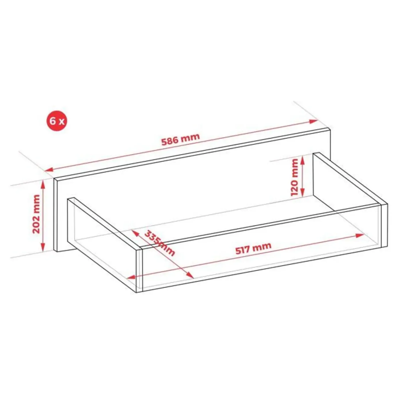 3xE living Demi Ladekast, Dressoir Met 6 Lades Antraciet & Lancelot Eiken, L- 120cm