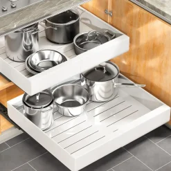 XIVADA Keukenorganizer - Schuiflade - Aluminium - Verstelbaar - Wit