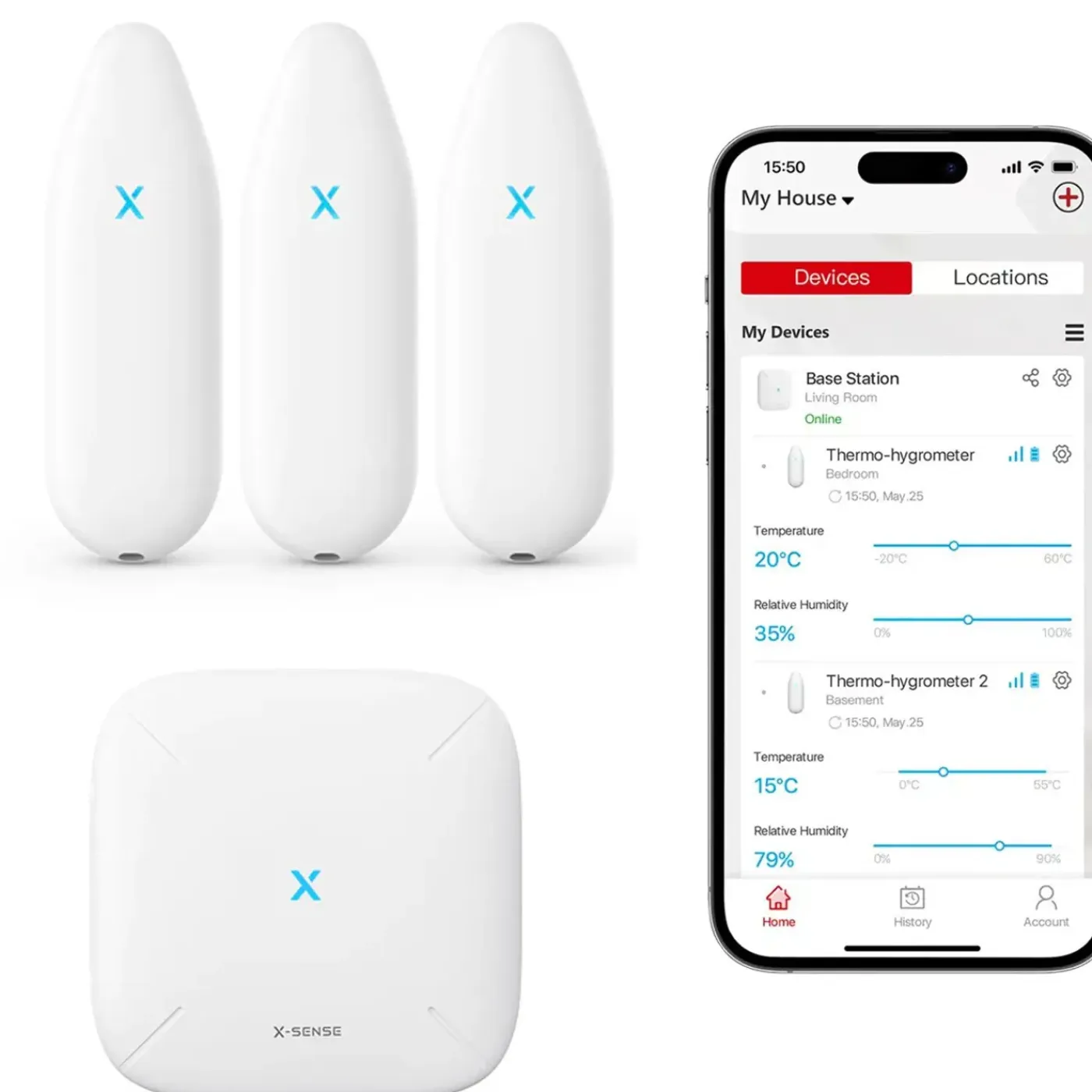 X-Sense Smart Hygrometer Bundel - 3 Temperatuur- En Luchtvochtigheidmeters Met Wifi