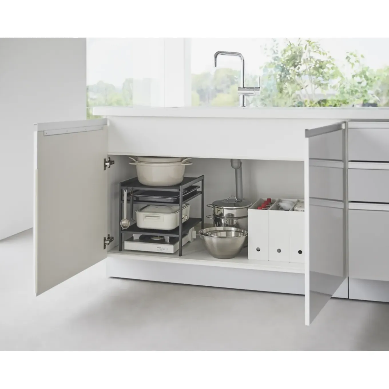 Yamazaki Tower Keukenkast Organizer 3-laags - Zwart