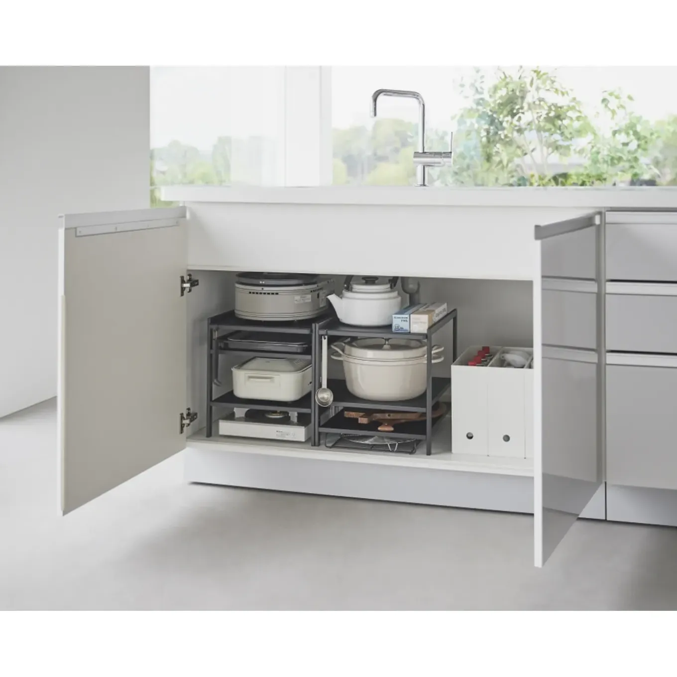 Yamazaki Tower Keukenkast Organizer 3-laags - Zwart
