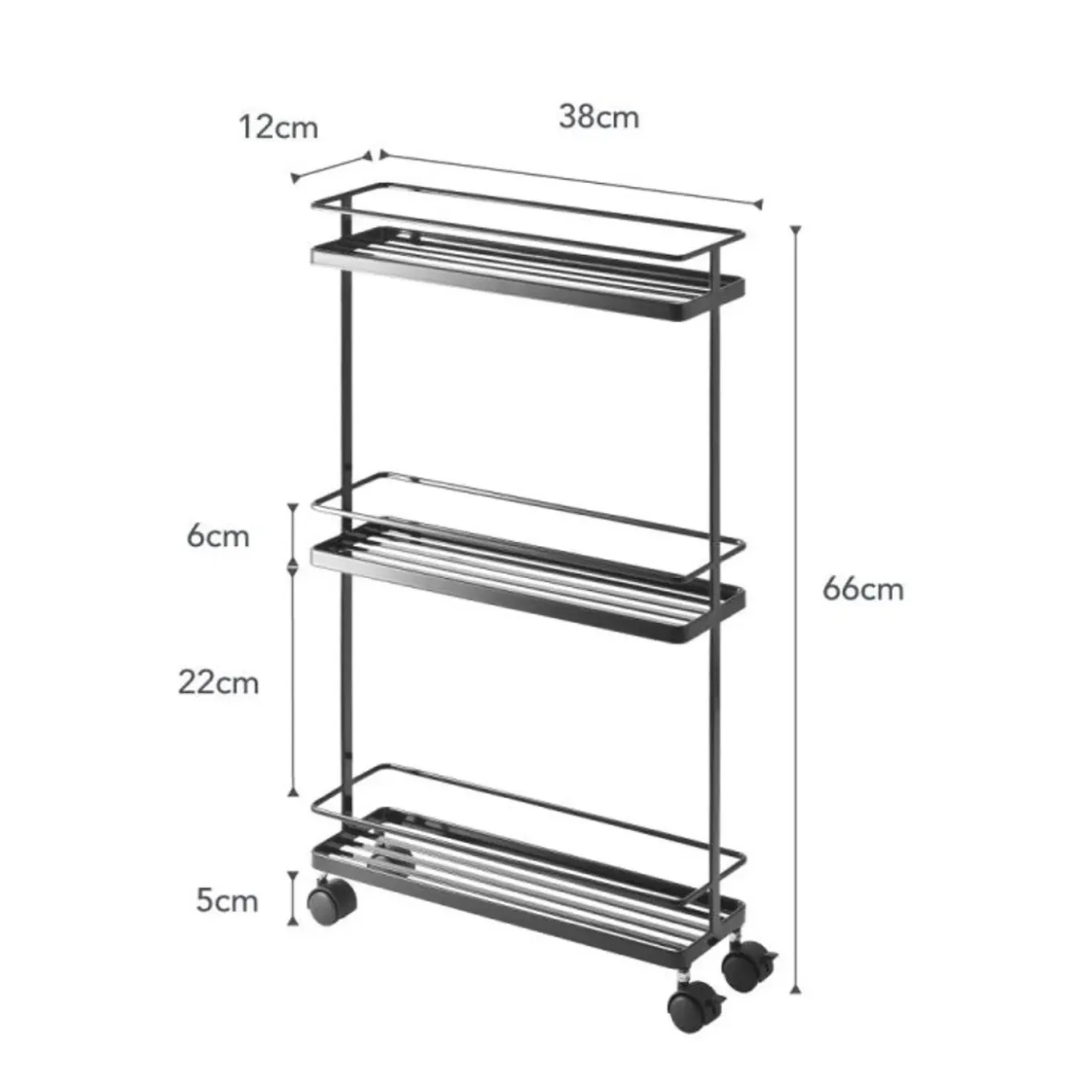 Yamazaki Tower Keukentrolley 3-laags - Zwart