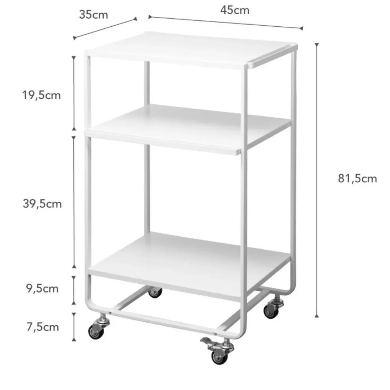 Yamazaki Tower Keukentrolley 3-laags - Wit
