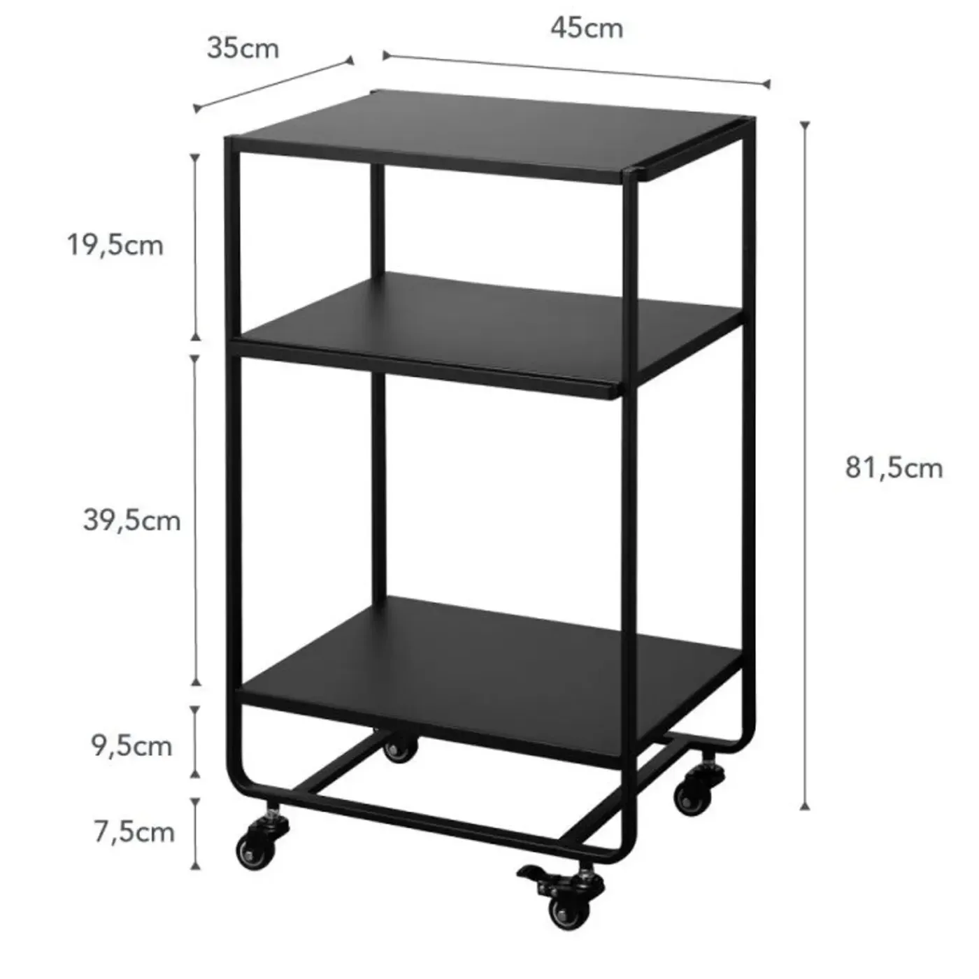 Yamazaki Tower Keukentrolley 3-laags - Zwart