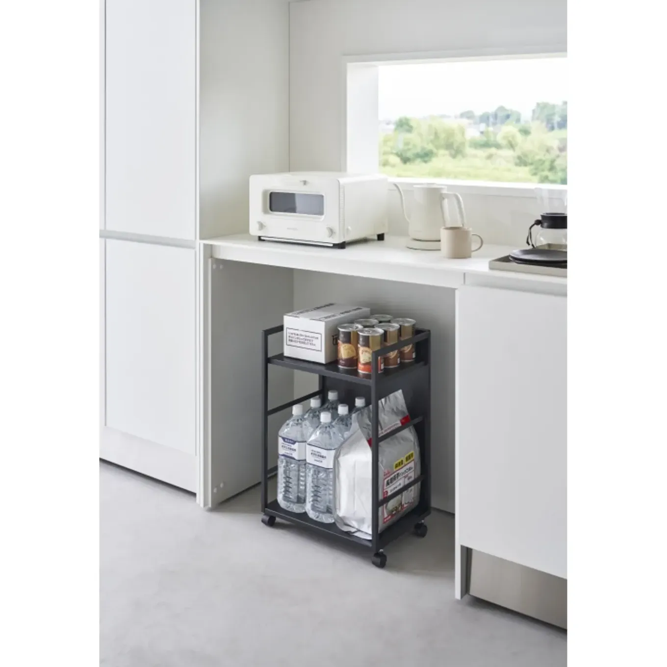 Yamazaki Tower Opbergtrolley 2-laags - Zwart
