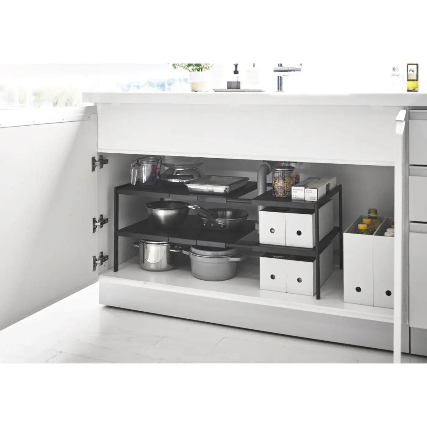 Yamazaki Tower Organizer Uitschuifbaar 2-laags - Zwart